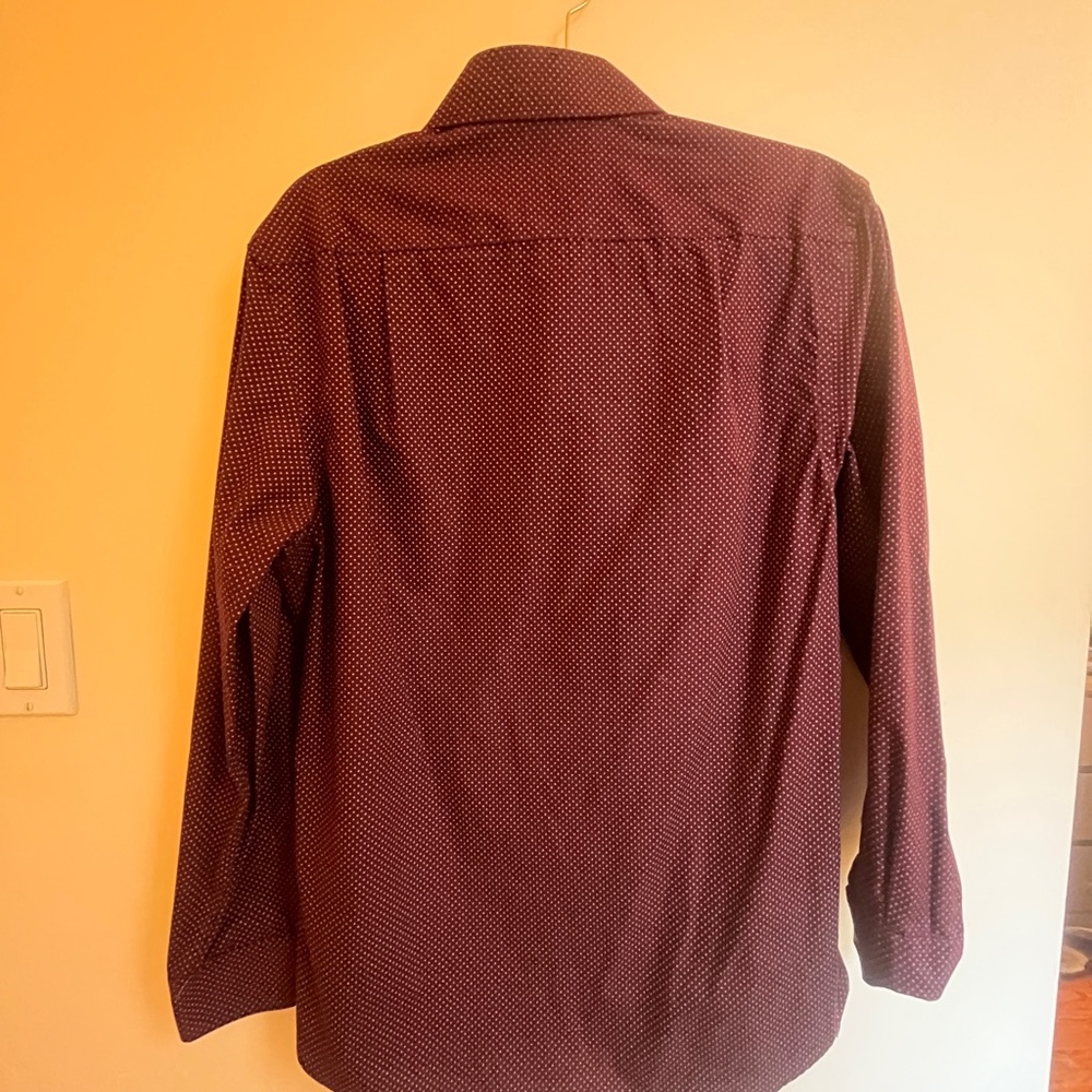 Ryan Seacrest Burgundy Polka Dot Button Down